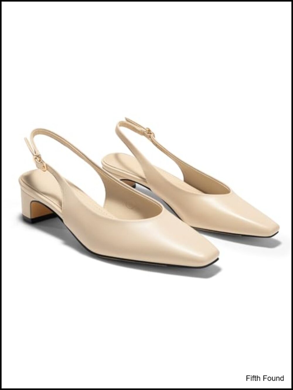 Womens Faux Leather Slingback Pumps Chunky Low Block Heel Closed Toe Work